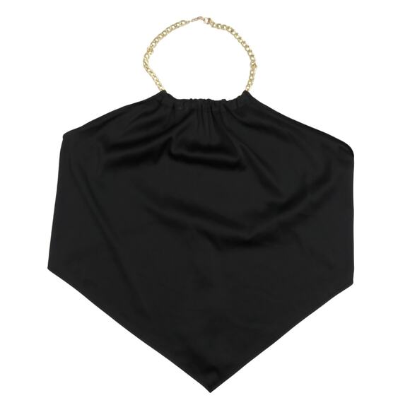 Olive Tree Black Halter Top With Gold Chain Strap Size Small - Picture 2 of 4